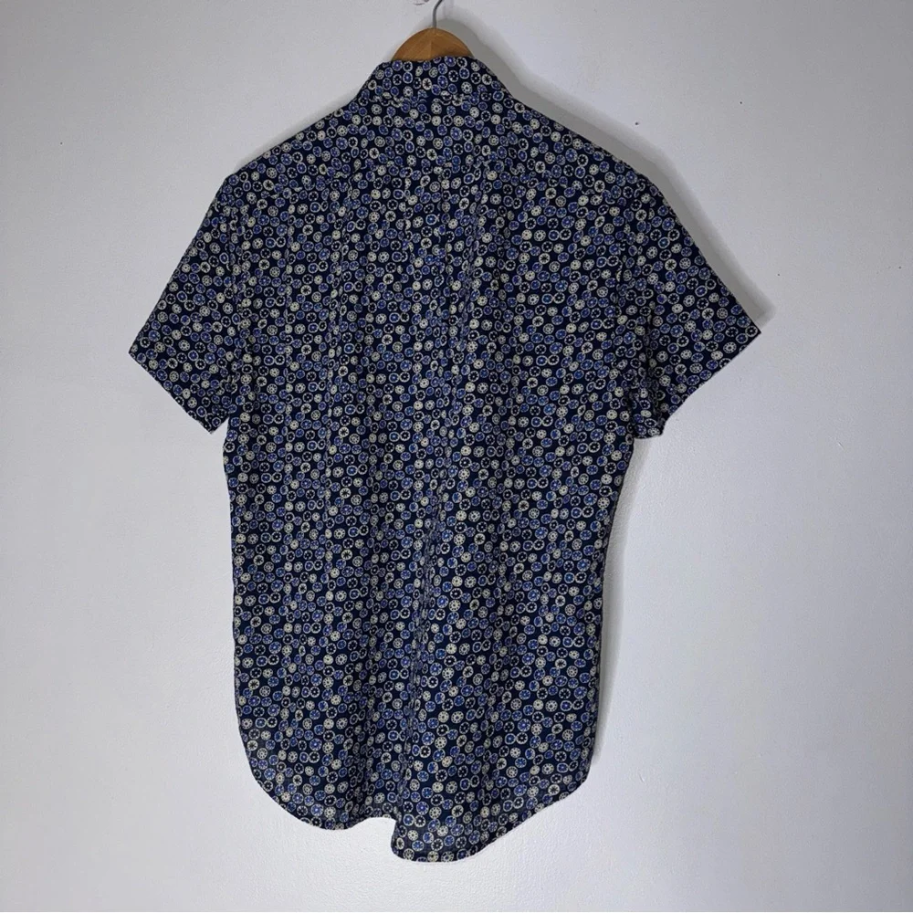 NWT J Crew Medium Classic Fit Seersucker  Short Sleeve Button‎ Down Blue